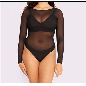 Black Sheer Long Sleeve Bodysuit